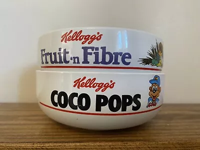 £12.99 • Buy Vintage 1987 Kelloggs Cereal Fruit ‘n Fibre & Coco Pops Bowls Pair