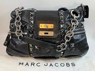 MARC JACOBS BAG Black Leather Punk Studded Bag Large W Dustbag Great Condtin Dgc • £50