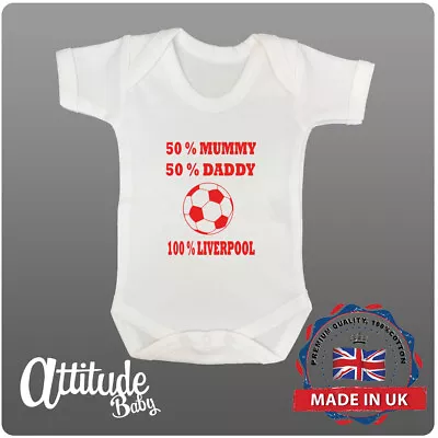 £7.99 • Buy Liverpool Baby Grows-50 50 Mummy Daddy Baby Football Gift-New Baby Shower Gifts