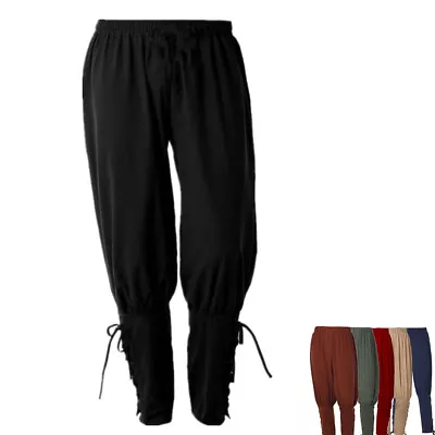 Men Medieval Pants Viking Pants Renaissance Reenactment Lace Up Bandage Trousers • $22.99