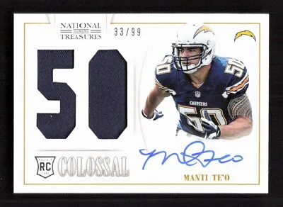 2013 Panini National Treasures #22 Manti Te'o Colossal RC Patch Auto #'d /99 • $34.95