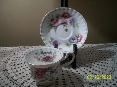 $21.99 • Buy Vintage Royal Albert Flower Of The Month March  Anemones  Teacup & Saucer Set