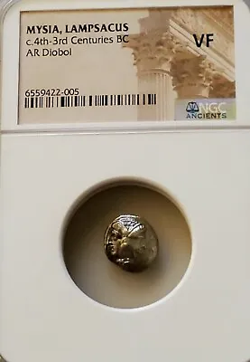 Mysia Lampsacus Diobol Janiform Head NGC VF Ancient Silver Coin • $225