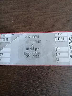 Ohio State9 Vs. Michigan- 2006 Ticket #1 Vs. #2 Undefeated At Ohio Stadium • $10