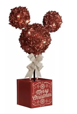 Disney Magic Holiday Mickey Mouse Lighted LED Ponsettia Topiary Tree NEW In Box • $128.90