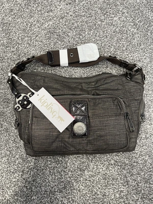 £25 • Buy Kipling Milla City Chocolate Linen Effect Shoulder Bag With Monkey Face Charm