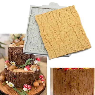 Tree Bark Cake Fondant Mold Decorating Sugarcraft Silicone Border Icing Mould • £5.59