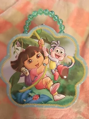 Dora The Explorer Metal Lunchbox Purse Blue Bead Handle Small New Tin Box Co. • $10.60