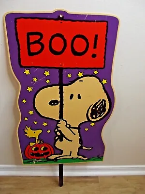 Vintage Peanuts Snoopy HALLOWEEN Boo YARD Stake Art 2001 JMC Impact 34  Decor • $40.45