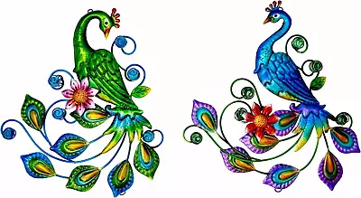 Metal Peacock Wall Art Outdoor Wall Decor Tropical Wall Sculpture For Patio Balc • $29.30