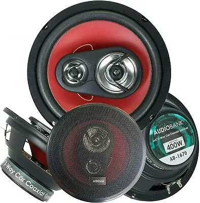 2X Audiobank 6.5  400 Watts Max Power 4-Way Red Car Audio Stereo Coaxial Speaker • $26.99