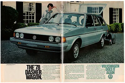 $7 • Buy 1978 VOLKSWAGEN Dasher Wagon Vintage Original 2 Page Print AD - Gray Car Photo
