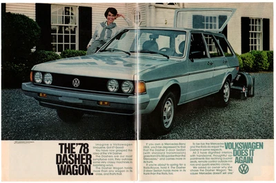 1978 VOLKSWAGEN Dasher Wagon Vintage Original 2 Page Print AD - Gray Car Photo • $7