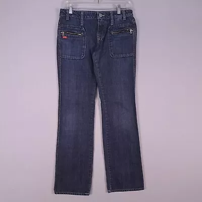 Miss Sixty Jeans Womens 29 Blue Zip Pockets Dark Wash Denim Straight Leg • $29.99