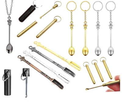 £4.29 • Buy Mini Little Salt Sugar Spoon Keyring Stash Pill Box Straw Tube Shovel Metal