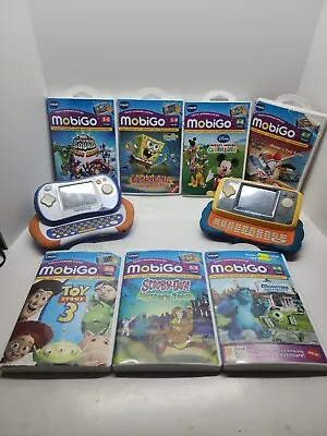 Vtech MobiGo 2 & MabiGo 1 Touch Learning Gaming System + 7 Games Works Great  • $125