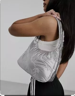 Adidas Puffy Satin Mini Shoulder Bag Silver Metallic • $70