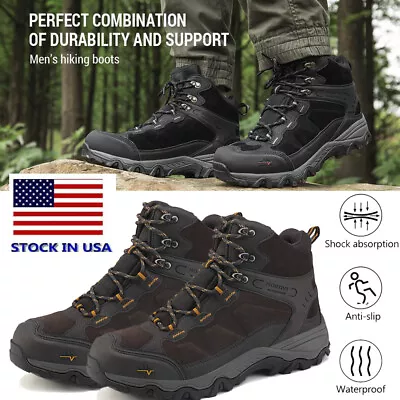 Men's Waterproof Hiking Work Boots Waterproof Mid Ankle Outdoor Shoes Wide Size • $47.99