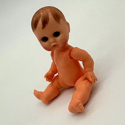 Vintage Baby Doll Dollhouse Miniature Italy Plastic Blue Eyes Brown Hair 3 Inch • $11.20