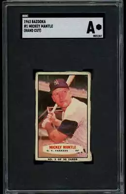 1963 Bazooka #1 Mickey Mantle SGC A Auth Yankees  19445 • $525