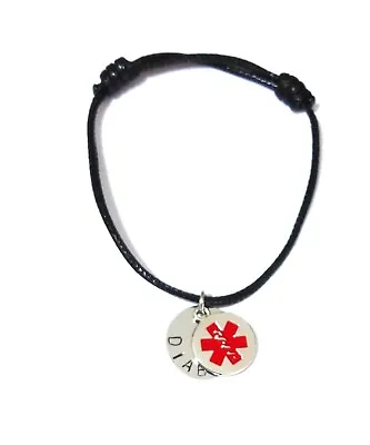 Medical Alert Bracelet Warning SOS Slip Knot Adjustable Disc & Medical Charm • £5.75