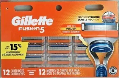 Gillette Fusion 5 Razor Blade Refills 12 Cartridges Factory Sealed BRAND NEW • $28.99