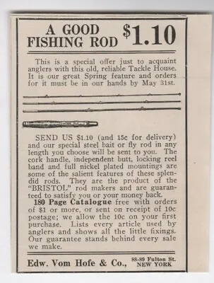 $9.95 • Buy Antique 1900's Edward Vom Hofe & Co. - A Good Fishing Rod - $1.10 - 1913 Art AD