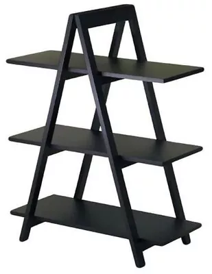 Black Wooden A Frame 3 Shelf Bookcase Storage Display Stand 3 Tier Book Case • $91.90