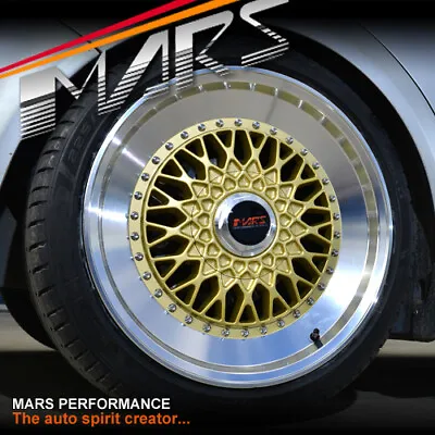 MARS MP-RS 18 Inch Gold Mesh Polished Lip Alloy Wheels Rim BBS GOLF BMW AUDI JDM • $1499.99