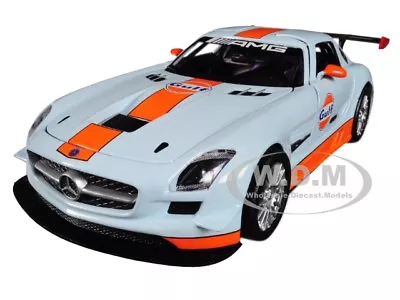 Mercedes Benz Sls Amg Gt3  Gulf  Light Blue W/ Orange Stripe 1/24 Motormax 79646 • $20.99