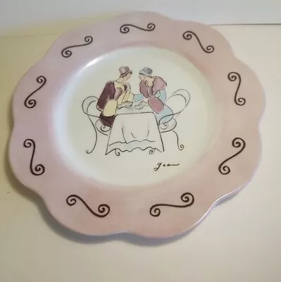 VTG Partylite Sidewalk Cafe Plate Hand Painted Signed Jean Pale Pink • $16