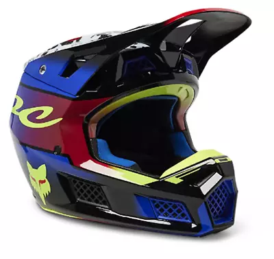 New Fox Racing V3 RS Dkay Helmet - Blue/Red - Large - 29653-149-L • $385.95