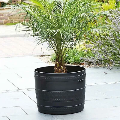 Large Barrel Planter Tub Pot Garden Plant Flower Herb Pots Container Blacksmith • £9.49