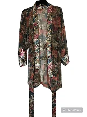 Vintage Victoria’s Secret Gold Label Floral Romantic Robe In Rose Good And Green • $48