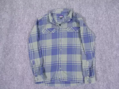 Patagonia Button Up Shirt Mens Medium Green Organic Cotton Flannel Plaid • $32