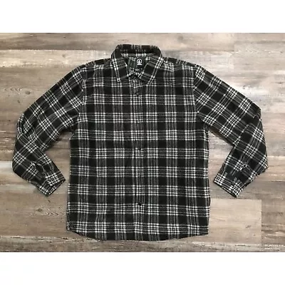 Volcom Mens XL Black Plaid Wallace Polar Fleece  Full Zip Jacket New • $43.97