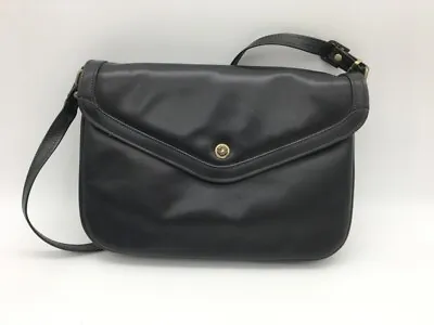 John Romain Vintage Black Leather Flap Purse Handbag Shoulder Bag Strap Adjust • $35.95