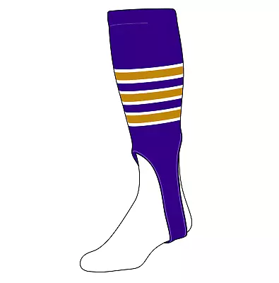 TCK Baseball Stirrups Large (300D 7in) Purple White Old Gold • $14.99