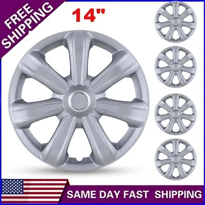 14  Set Of 4 Silver Wheel Covers Snap On Full Hub Caps Fit R14 Volkswagen Jetta • $40.99