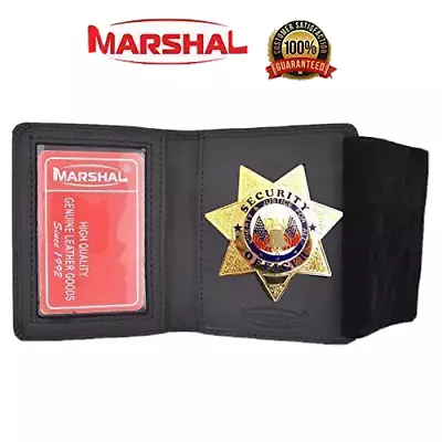$19.99 • Buy Leather Badge Holder 7 Pointed Star Compact, Low Profile Case With Single Id Win