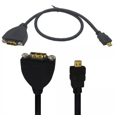 1M Micro HDMI Male To HDMI Female Extension Cable With Screw Panel Mount Adapter • $5.99