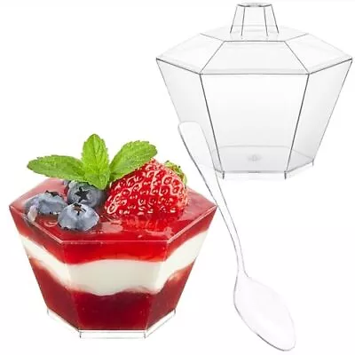 3.5 Oz Mini Dessert Cups With Lids And Spoons 150 Pcs | Serves 50 | Small Pla... • $25.08