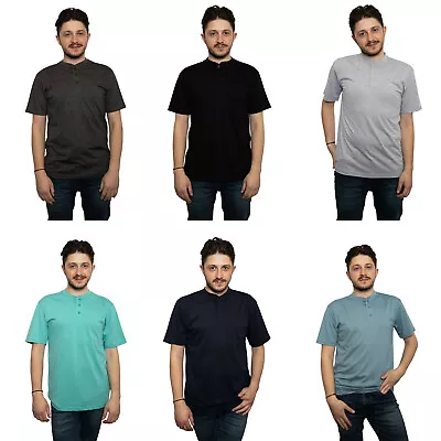 £7.75 • Buy Urbanfit Mens Henley T-Shirts Plain Short Sleeve Grandad Collar Summer (2073)