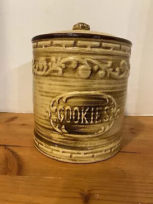 VTG NEAT!! RETRO Western Style Brown Stoneware Pottery Cookie Jar • $22