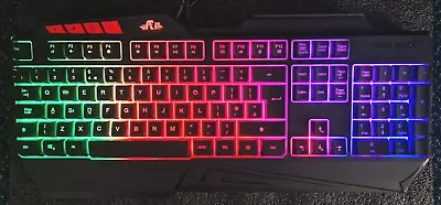 Rii RK202 LED Rainbow Backlit Gaming Keyboard Spill Resistant • £9.99