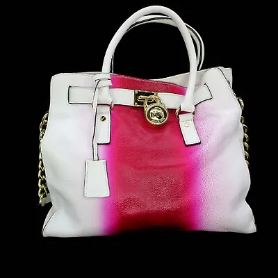 Michael Kors Hamilton Spray East West Satchel Bag White/Fuschia Pink ***READ*** • $39.95