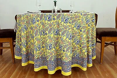 Dining Tablecloth Wooden Block Printed Cover Floral Table Linen Wedding For Her • $229.52