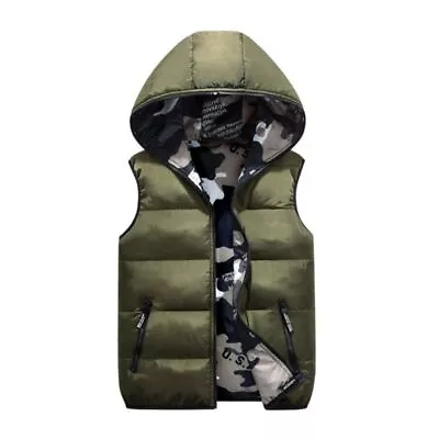 Parent-Child Women Men Child Vests Winter Hooded Two Side Camouflage Waistcoat • $44.78