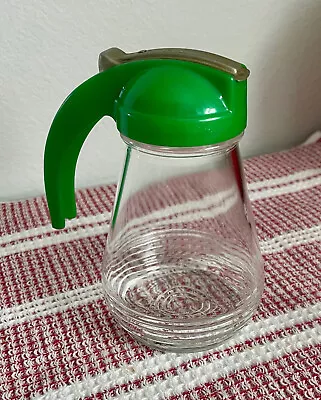 Vintage Syrup Pitcher With Green Lid * Mid-Century Modern Deco • $4