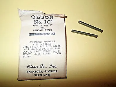 (2) Vintage Olson No. 10   9/64  X 1-5/16   Boat Motor Shear Pin Set.  • $8.95